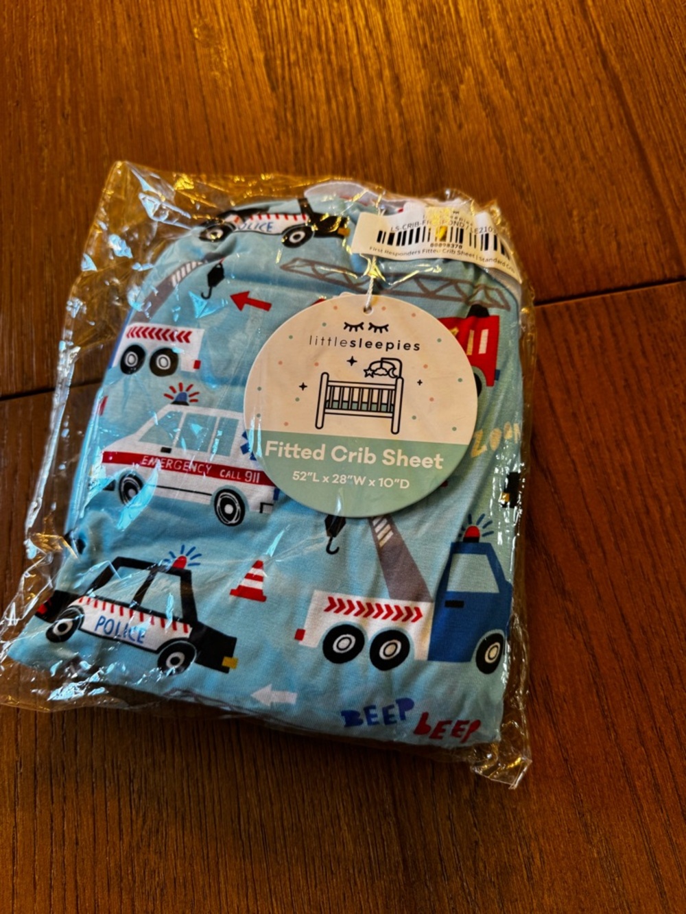 Little Sleepies Blue Emergency Vehicles Fitted Crib Sheet